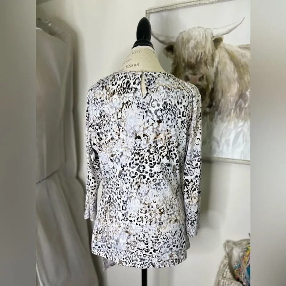 Calvin Klein Snow Leopard print Tunic Top with metal detail - Picture 3 of 10